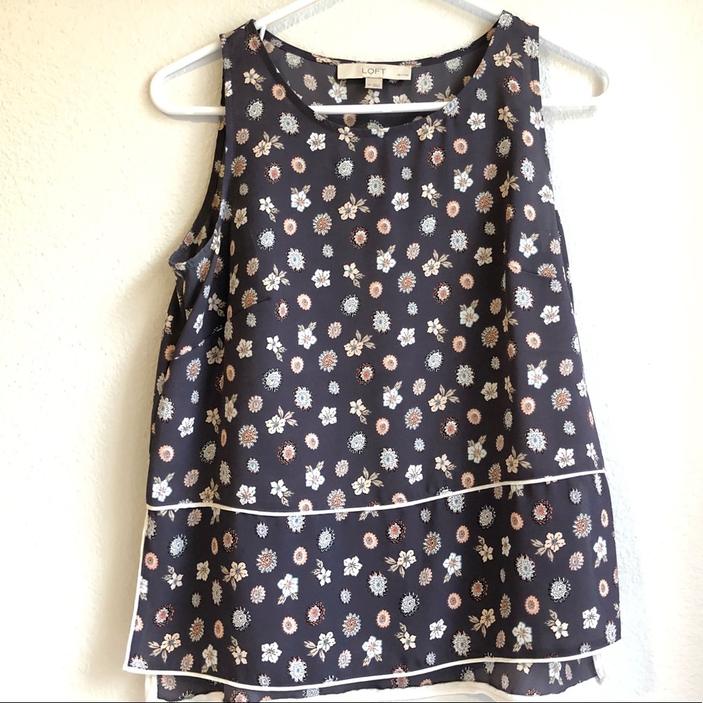 LOFT Sleeveless Blouse Stripe Detail